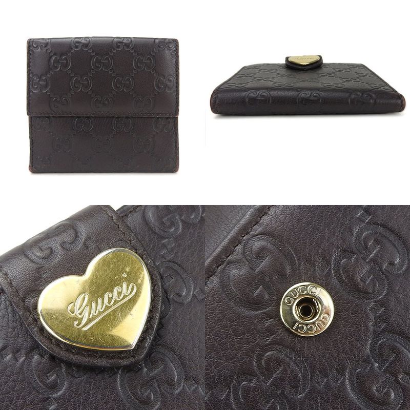 Gucci Bifold Wallet Guccissima 203549 Cima Leather Brown Gold Hardware Heart