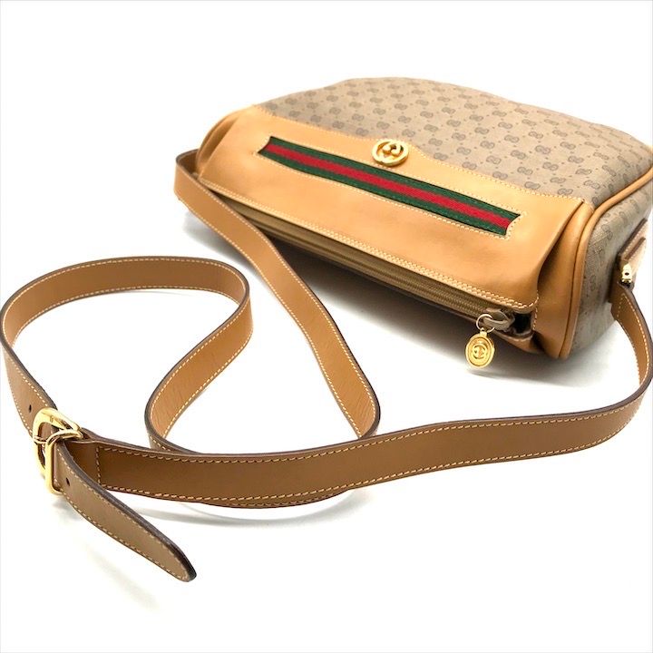 Gucci Vintage Micro GG Shoulder Bag Sherry Line Brown