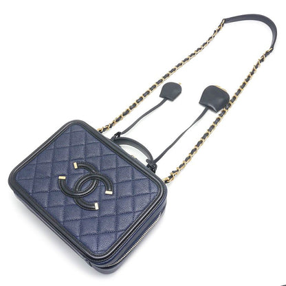 Chanel Matelasse CC Filigree Chain Shoulder Navy