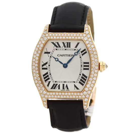 Cartier Tortu LM Diamond Watch 18K Pink Gold Leather