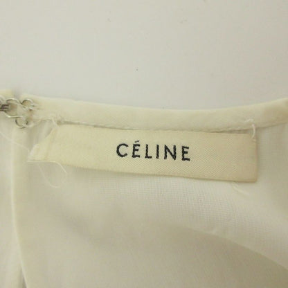 Good Celine Phoebe Period Silk Blend Striped Sleeveless Blouse 40 White And