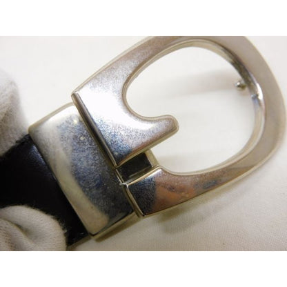 Gucci 036 Leather Reversible Silver Belt Black — view 3