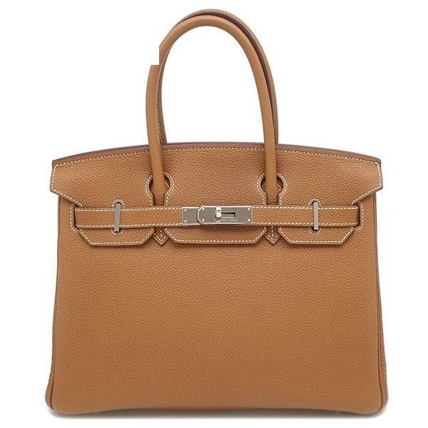 Hermes Handbag Birkin 30 Togo Gold Silver Brown