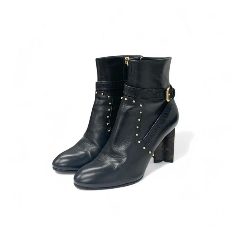 Louis Vuitton Silhouette Line Monogram Boots Short Shoes Leather Black