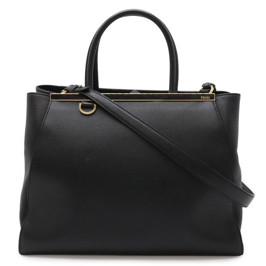 Fendi Tou Jour 2-Way Shoulder Bag Leather Black Gold