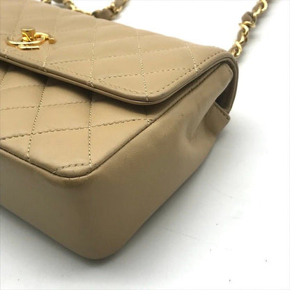 Chanel CC Logo Mini Quilted Turnlock Shoulder Bag Beige