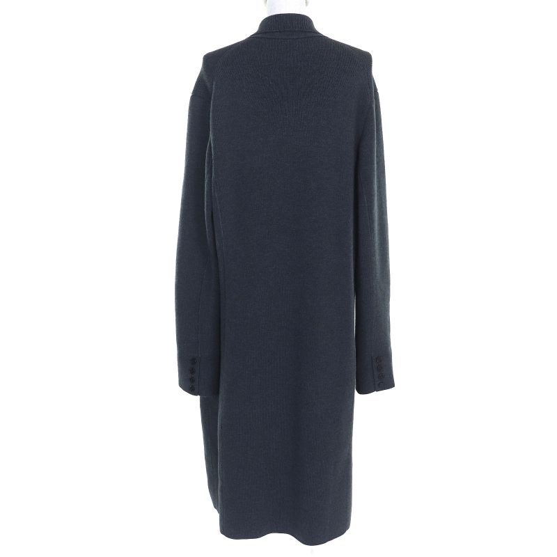 Hermes 2192003 Wool Serie Buttoned Deerskin Wool Long Knitted Coat Charcoal