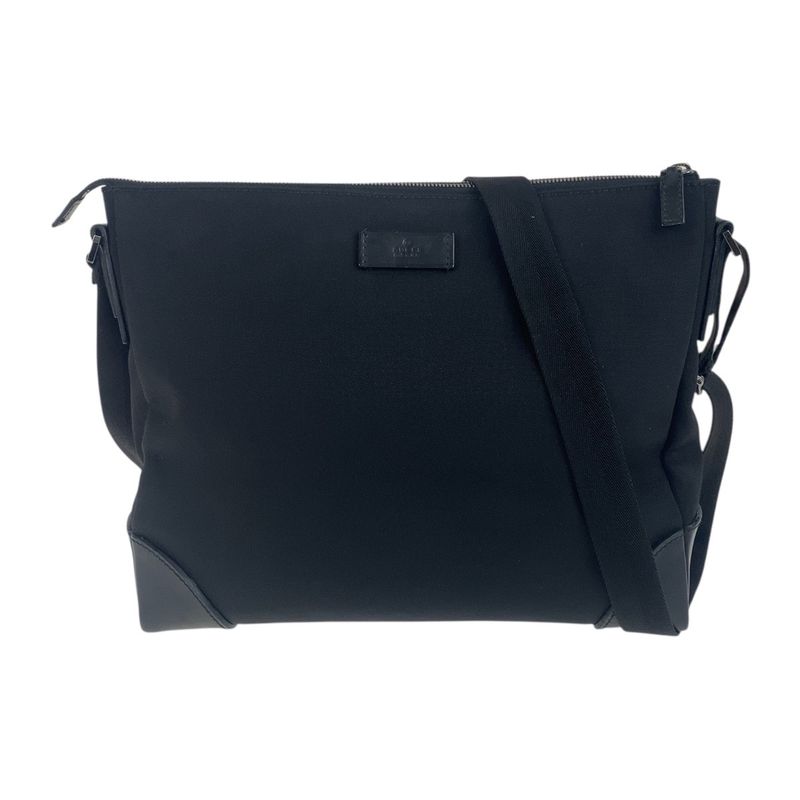 Gucci Black Silver Hardware Nylon/leather 110054 Crossbody Shoulder Bag