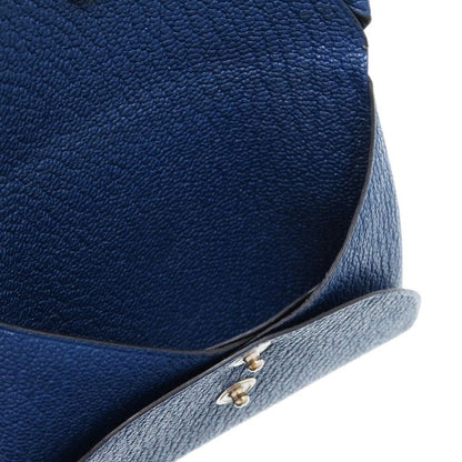 Hermes Calvi Duo Chevre Deep Blue Engraved B 0850 Blue Card Case Hermes