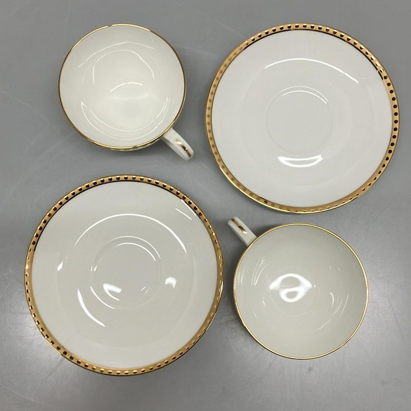 Tiffany & Co Cups & Saucers Similar Gold Band White & Gold Set Of 2
