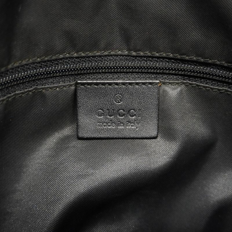 Gucci Shoulder Bag GG Nylon 001 3766 Nylon Black Silver Hardware Women