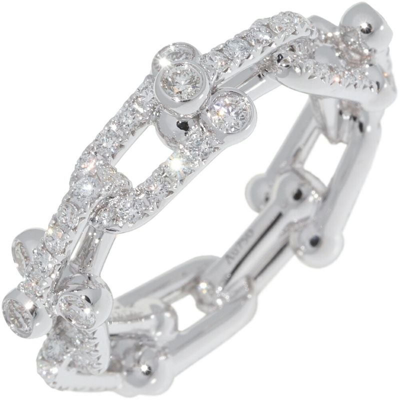 Tiffany & Co Ring 18K White Gold Diamond 132ct Hardware Small Link Ring Full
