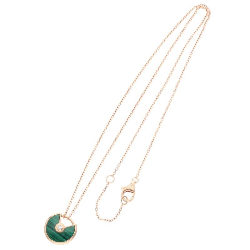 Cartier Amulet De Cartier 18K Yellow Gold Malachite 1P Diamond Necklace Ladies