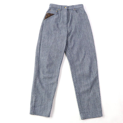 Louis Vuitton 2022 Monogram Leather Patched Damier Pattern Denim Pants Navy 34