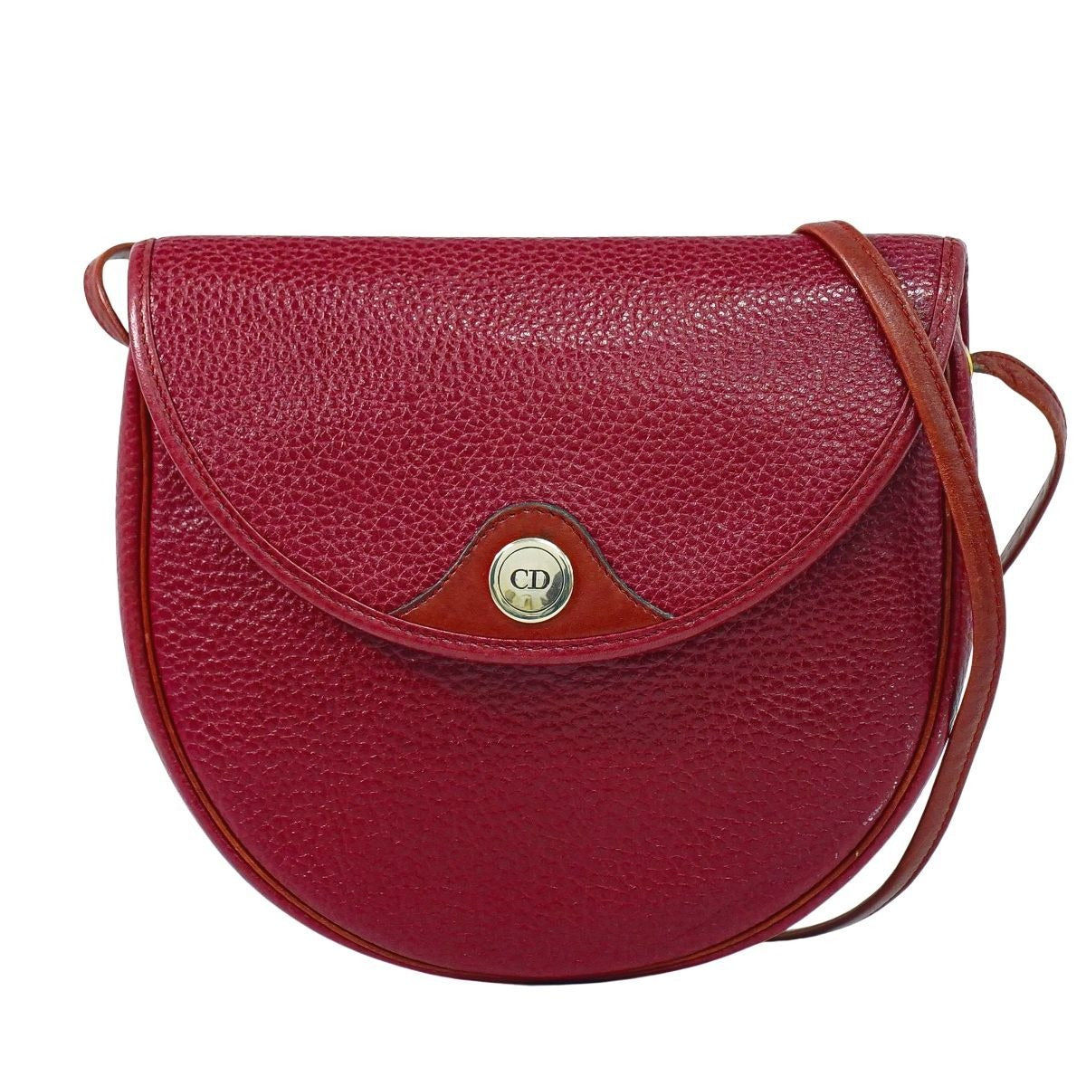 Dior Leather Shoulder Bag Pochette Red Outside