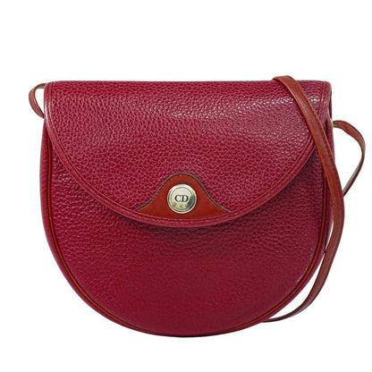 Dior Leather Shoulder Bag Pochette Red Outside