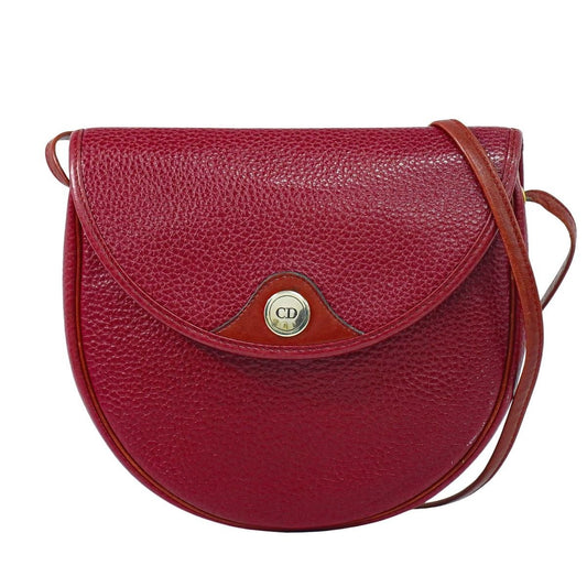 Dior Leather Shoulder Bag Pochette Red Outside