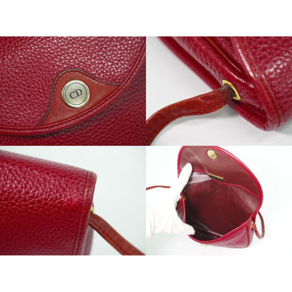 Dior Leather Shoulder Bag Pochette Red Outside — view 8
