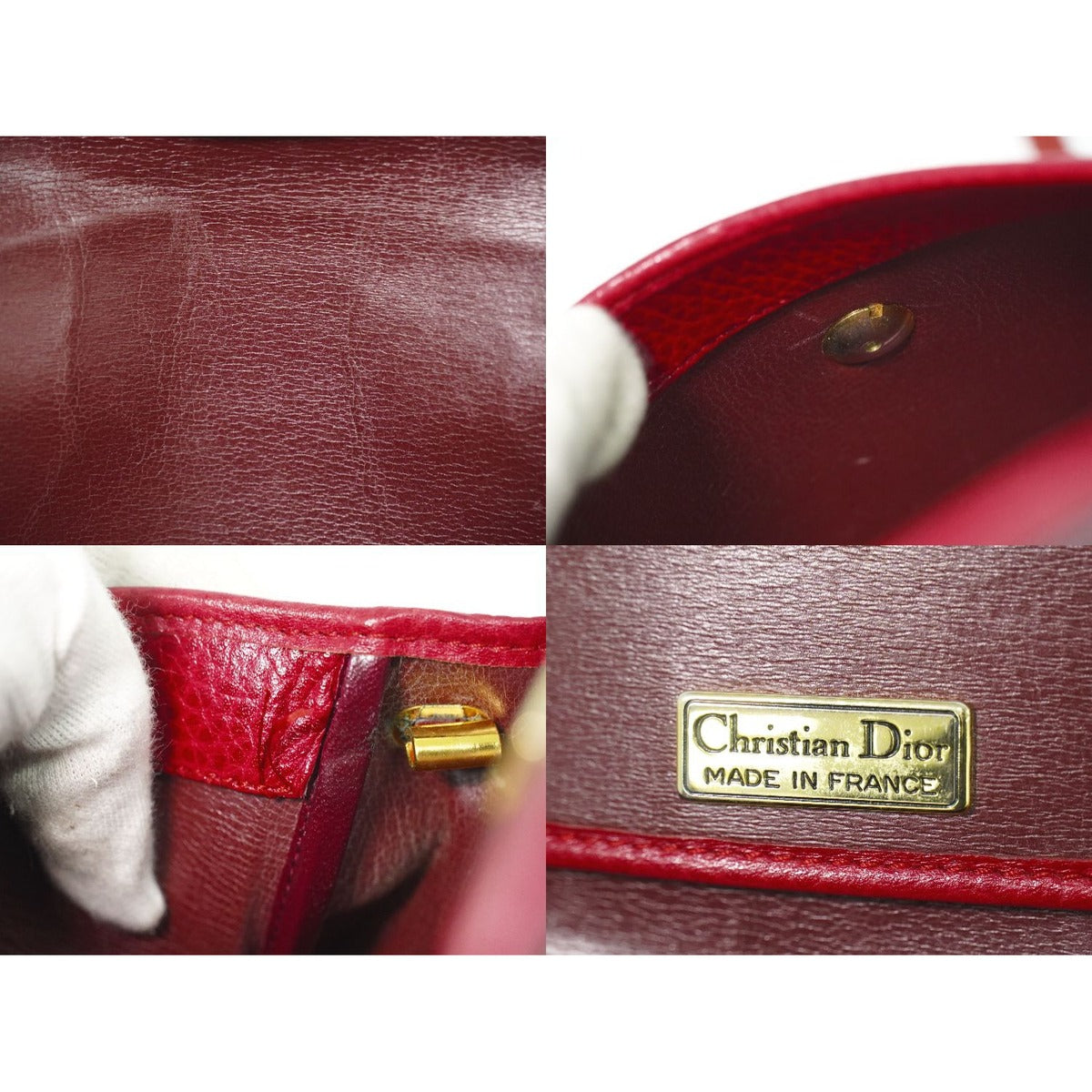 Dior Leather Shoulder Bag Pochette Red Outside — view 9