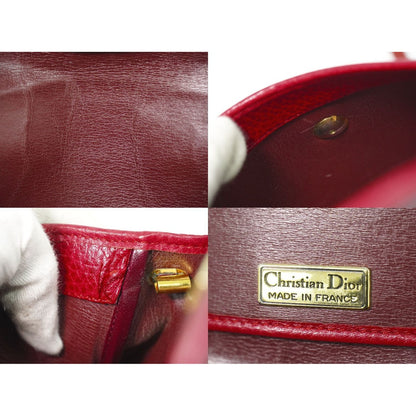 Dior Leather Shoulder Bag Pochette Red Outside — view 9