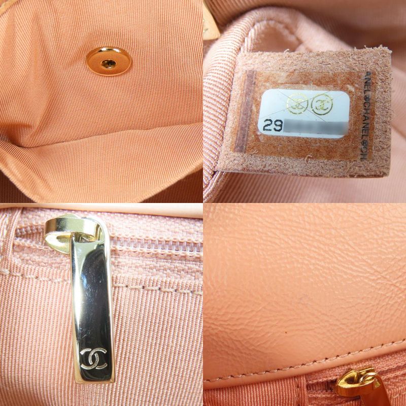 Chanel Shoulder Bag Matelasse Leather Peach Beige Gold Hardware 29th Coco Mark