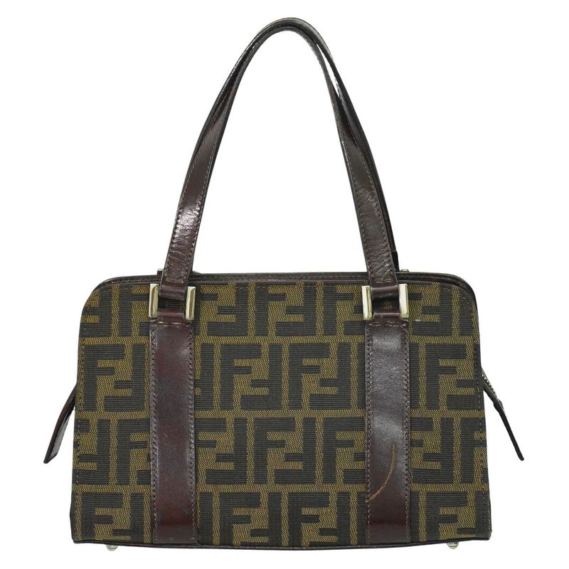 Authentic Fendi Zucca Handbag Canvas Brown Zucca Bag Pre-owned [follow-up