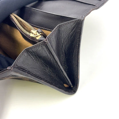 Fendi Zucca Pattern Bifold Leather Canvas Dark Brown Wallet Gold — view 14