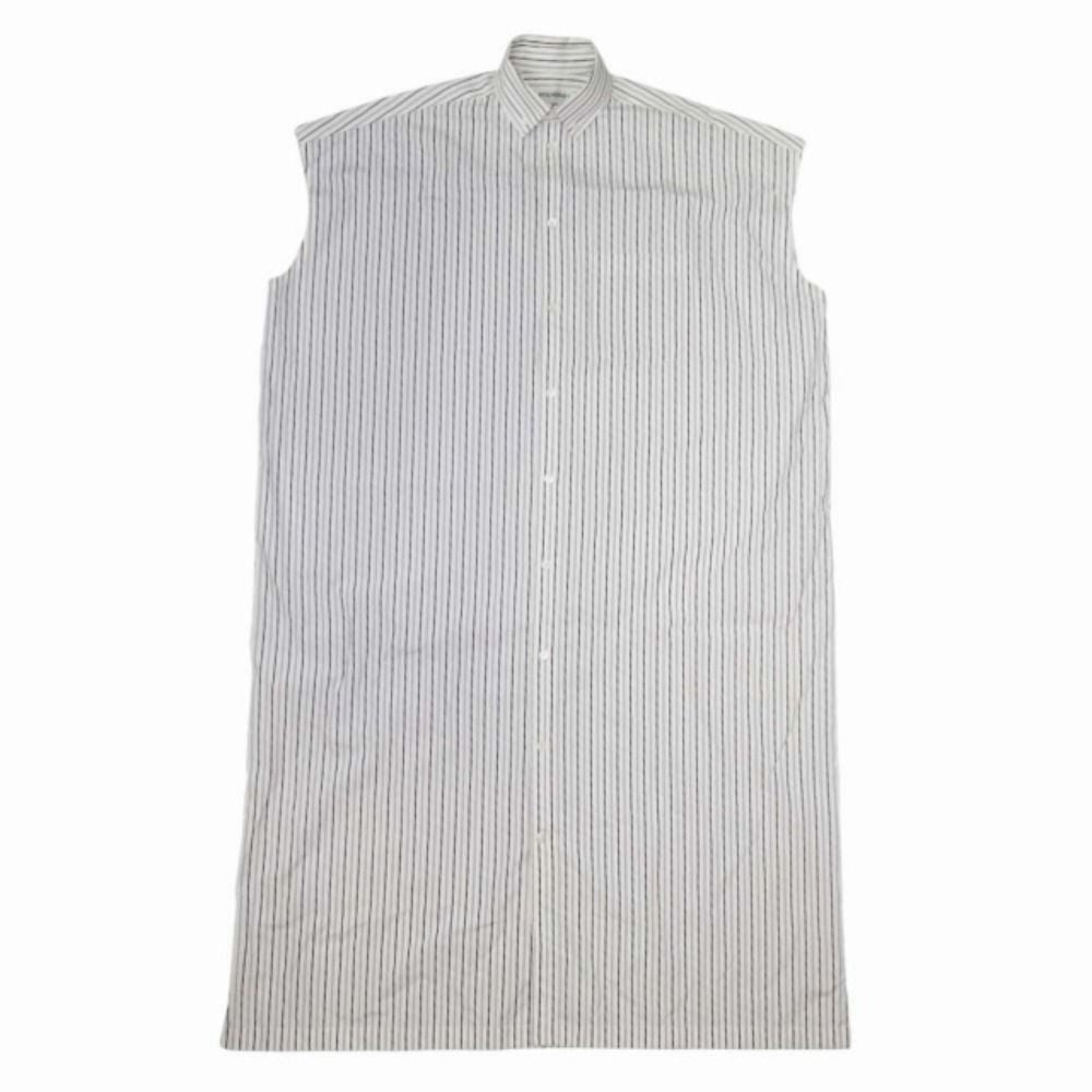 Balenciaga Box Silhouette Striped Shirt Dress Long 32 White
