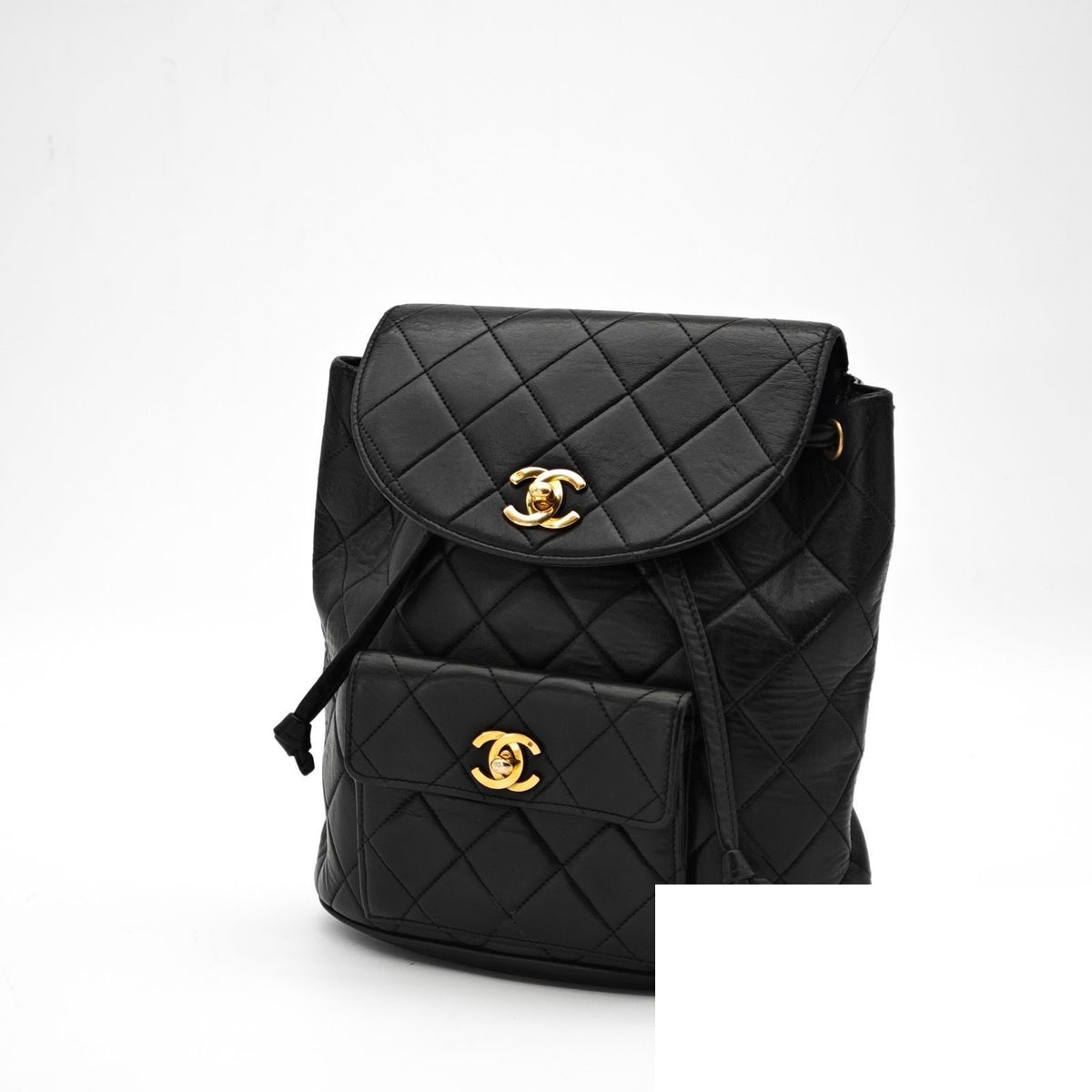 Chanel Quilted Backpack Flap Black Key