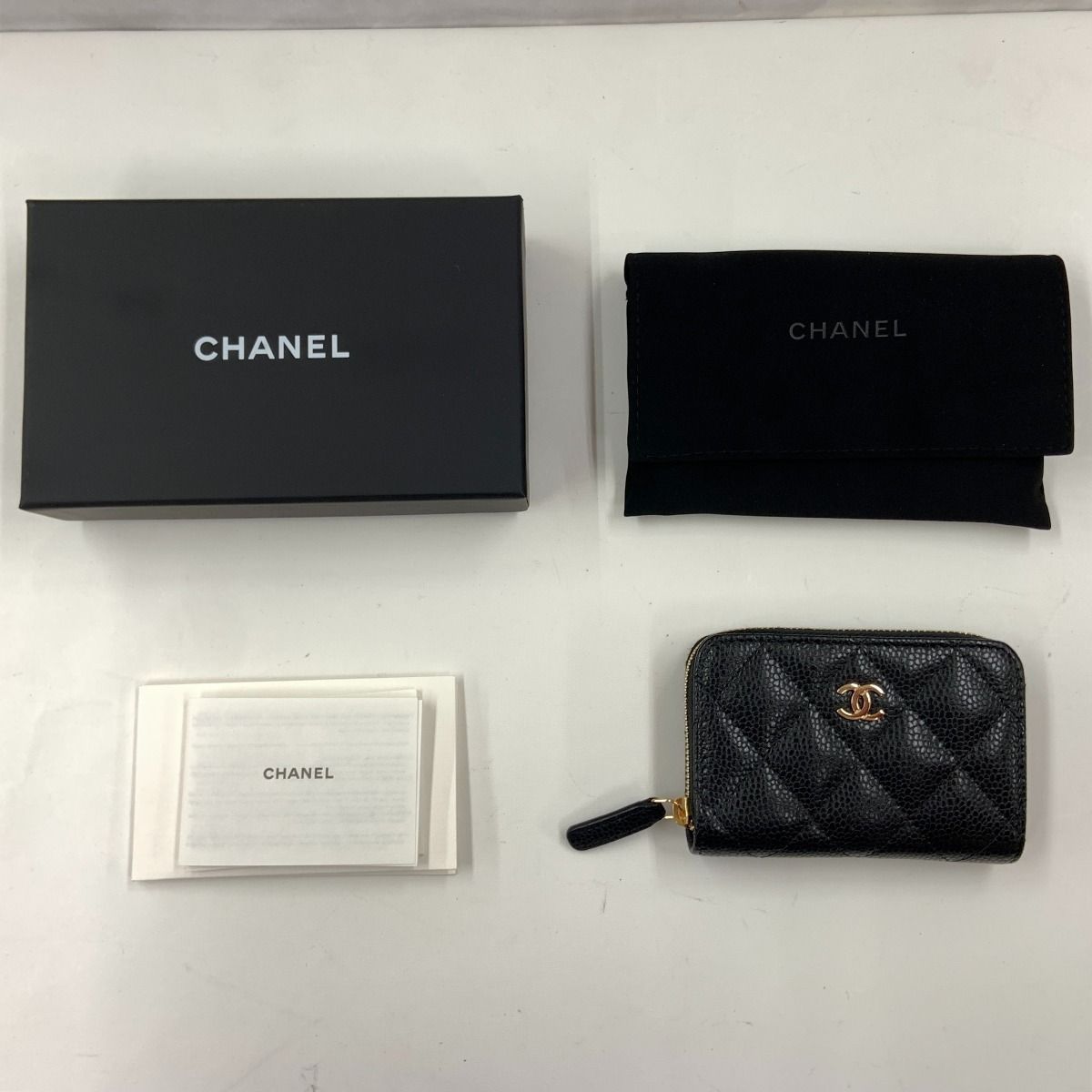 Chanel Matelasse Classic Zip Coin Purse Caviar Skin Coin Case Ap0216 Black