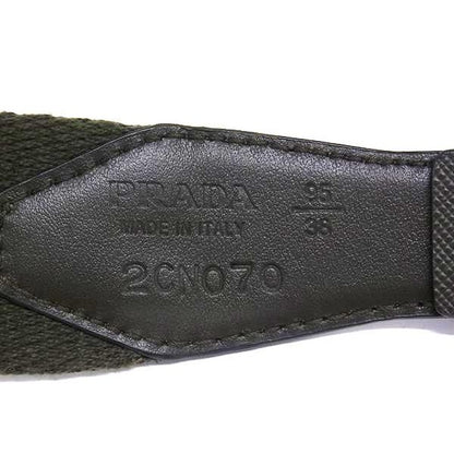 Prada Canvas and Leather Staggered Pattern Belt Size Indicated 95/38 — view 4