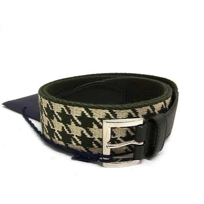 Prada Canvas and Leather Staggered Pattern Belt Size Indicated 95/38