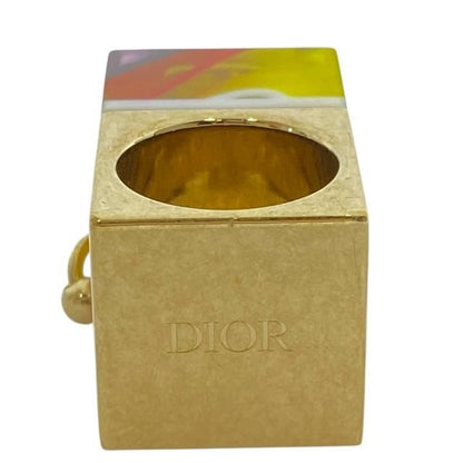 Christian DIOR Sorbet Ring Accessories CD Logo Metal Plastic Yellow Gold [size