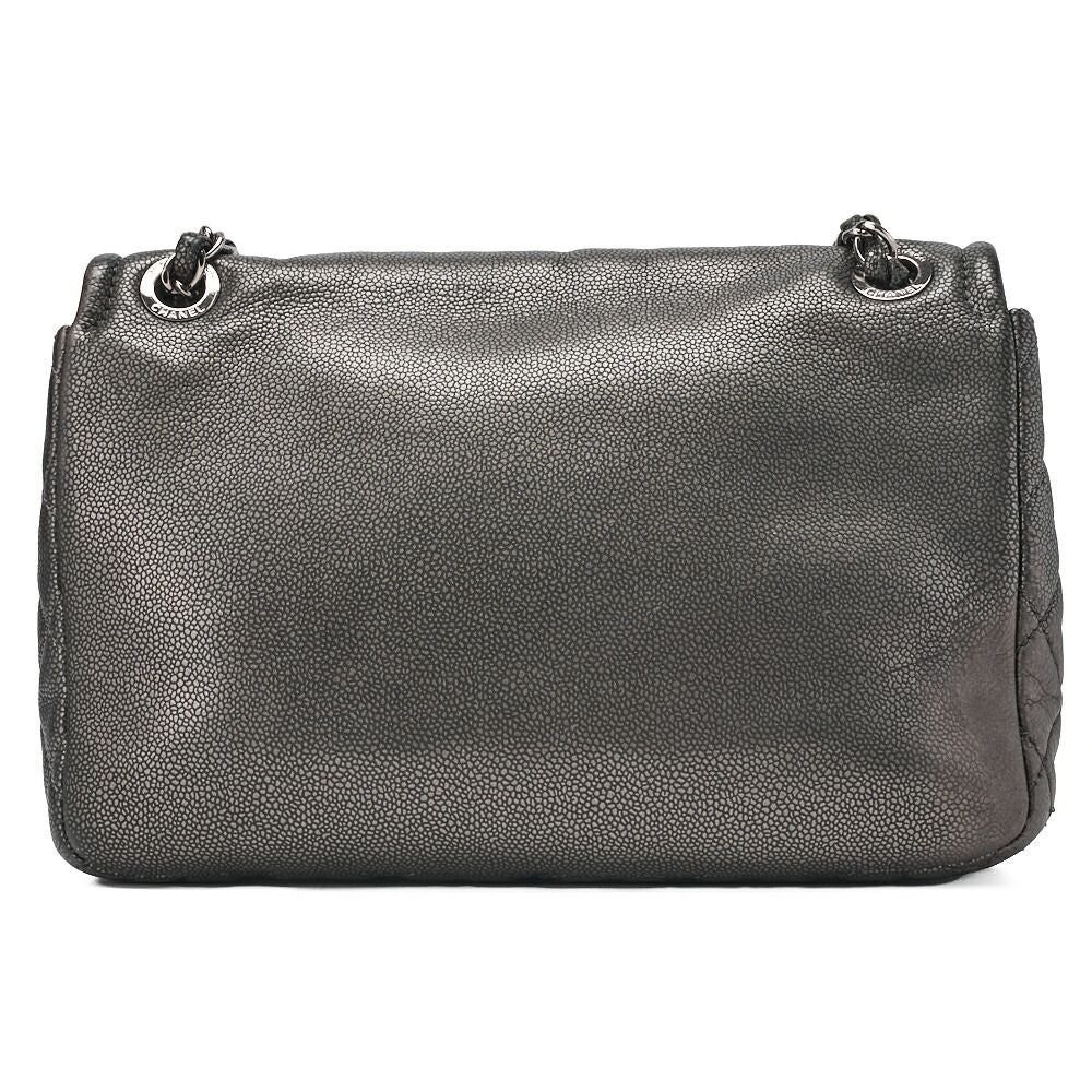 Chanel Matelasse Coco Mark Chain Shoulder Soft Caviar Skin Silver (silver