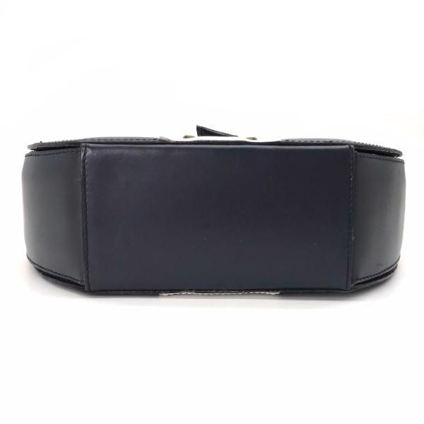 Celine Leather Ribbon Hand Bag Navy Gold