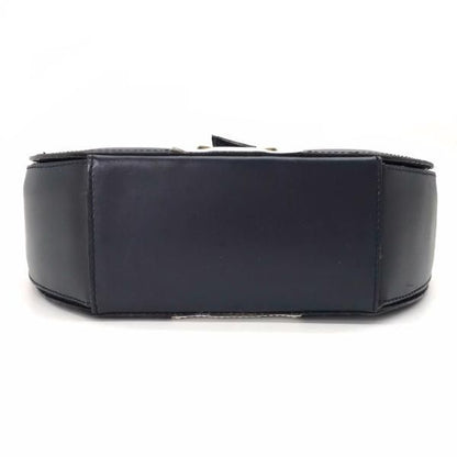 Celine Leather Ribbon Hand Bag Navy Gold