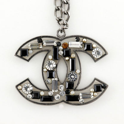 Chanel Coco Mark Metal And Rhinestone Silver/black 03A Ladies 34.1g Necklace