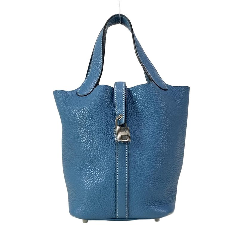 Hermes Handbag Picotin Lock PM Blue Jean Silver Hardware