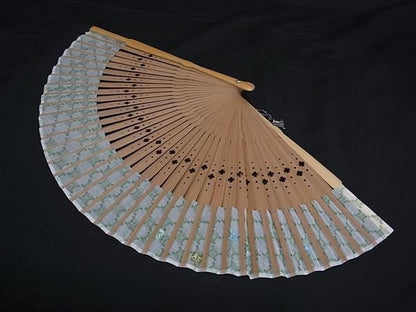 Celine Macadam Patterned Fan Folding Fan Sansu Women's Green And Brown Fg9704