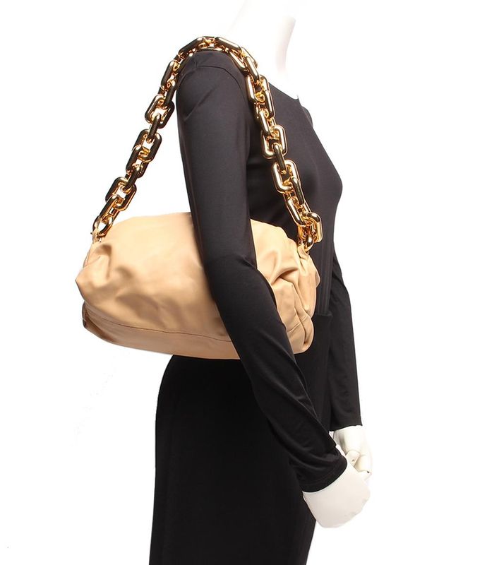 Bottega Veneta Chain Leather Shoulder Bag Body Bag Gold Hardware Clasp the