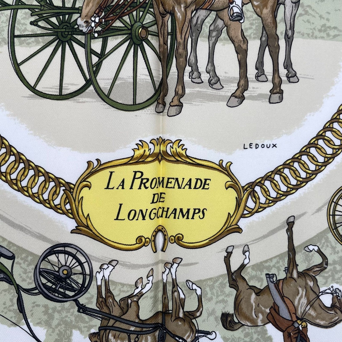 Hermes Scarf Silk Carre 90 la Promenade de Longchamps Walk to Long Chien Pink — view 6