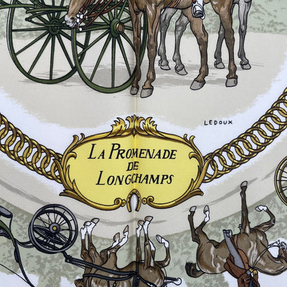 Hermes Scarf Silk Carre 90 la Promenade de Longchamps Walk to Long Chien Pink — view 6