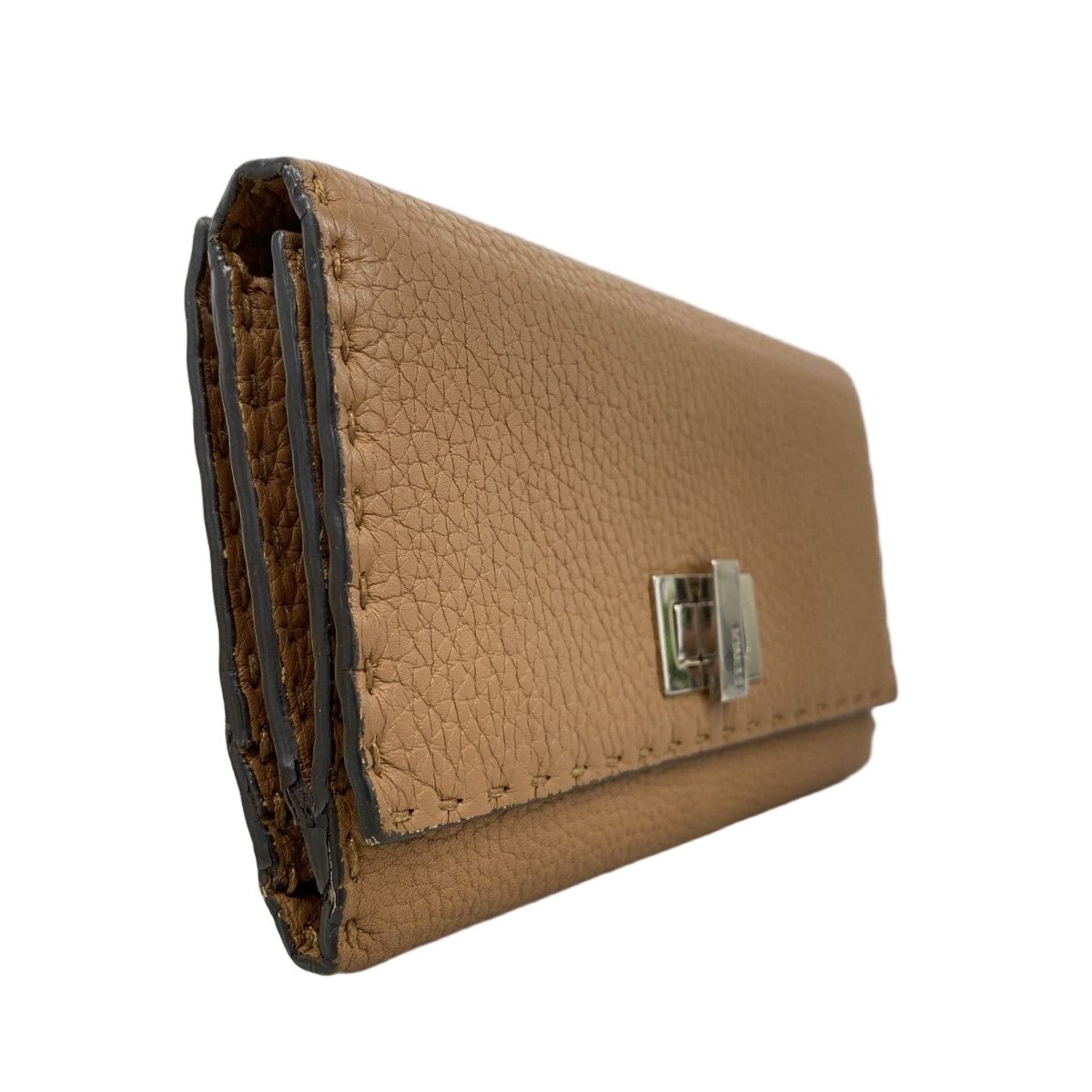 Fendi Wallet Selleria Leather Brown Silver — view 2