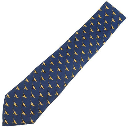 Hermes Tie Animal Print 8cm (3.15in) Silk Navy and Yellow Navy Blue Yellow