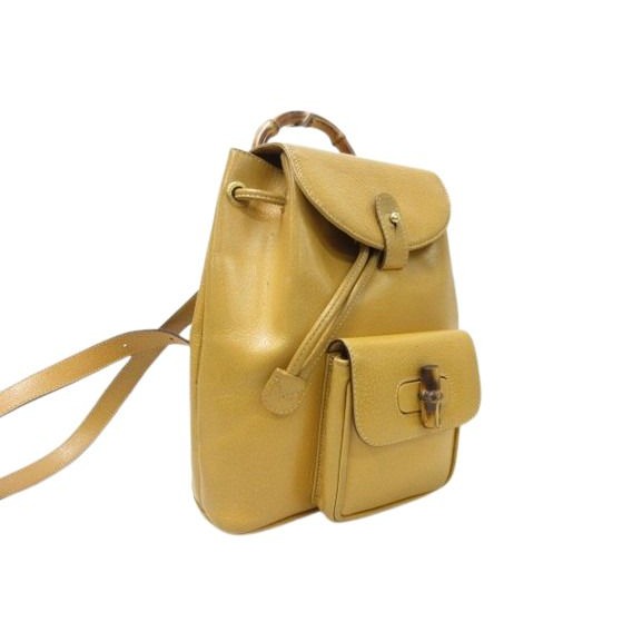 Gucci Backpack Bamboo 003-2034-0030 Light Brown Leather Vintage — view 2
