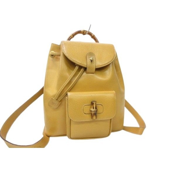 Gucci Backpack Bamboo 003-2034-0030 Light Brown Leather Vintage