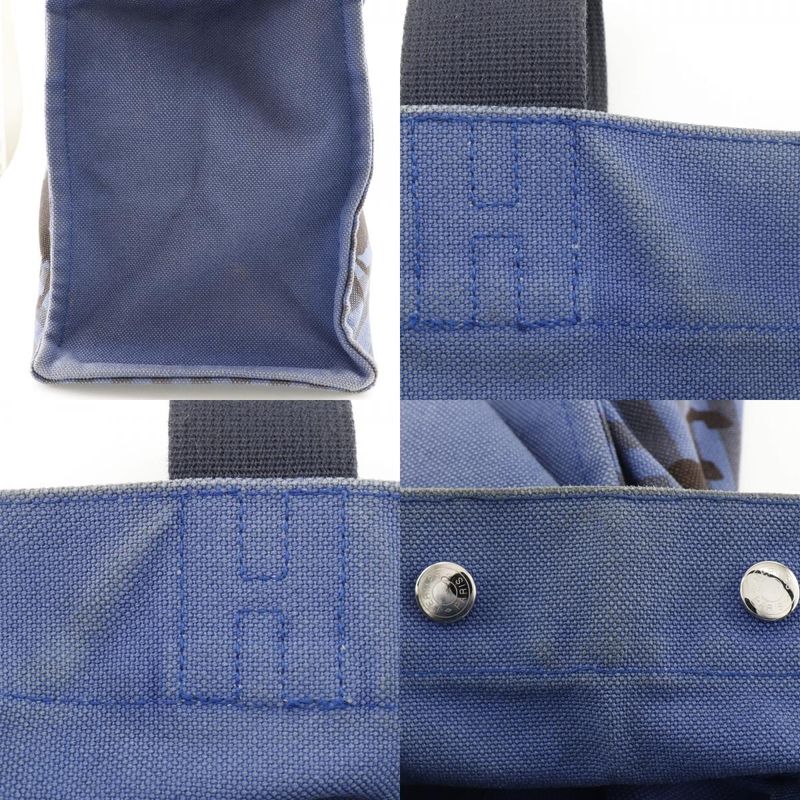 Hermes Cheveaune Canvas Blue/black Unisex Tote Bag