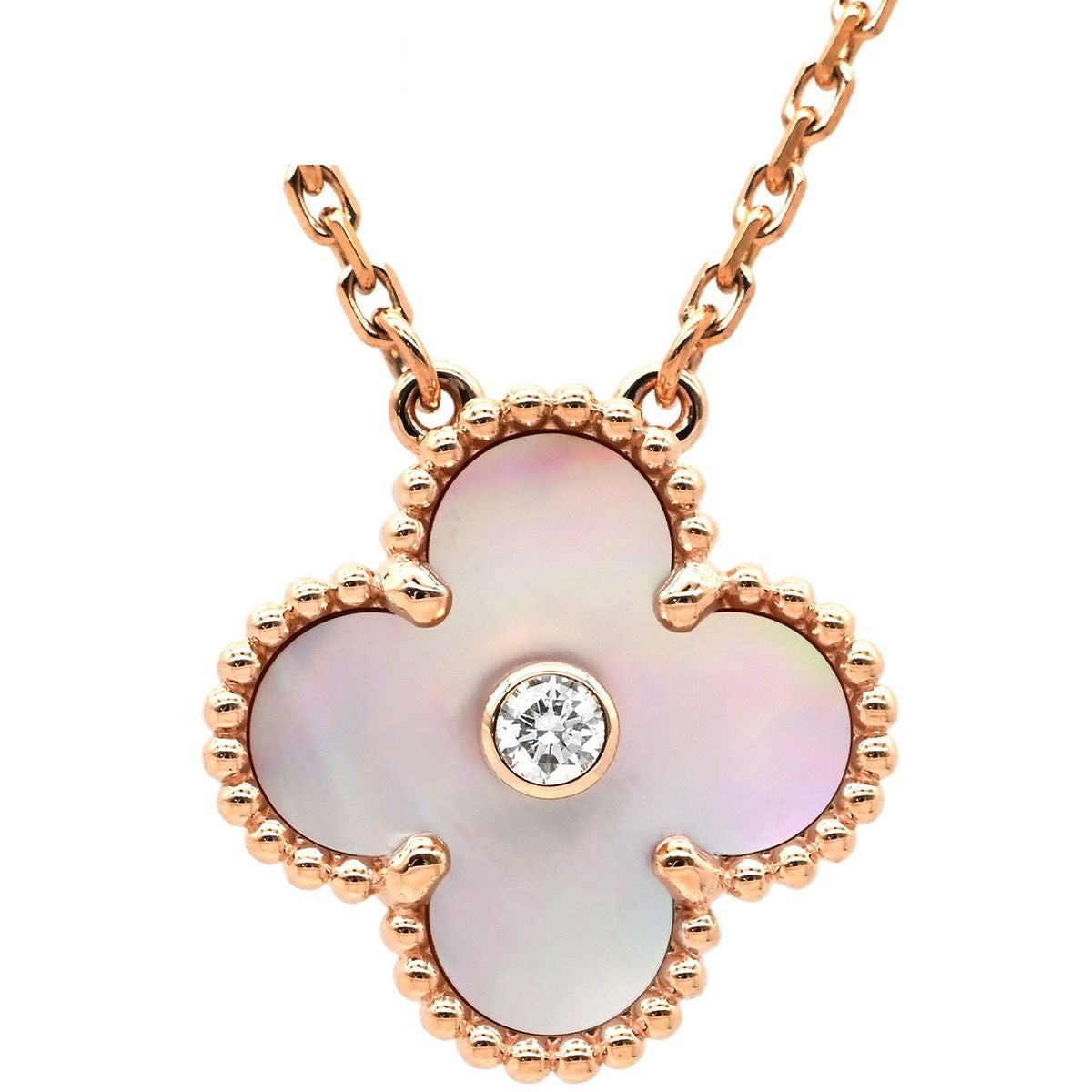 Van Cleef & Arpels Necklace Vintage Alhambra Pink Rose Gold Holiday Limited