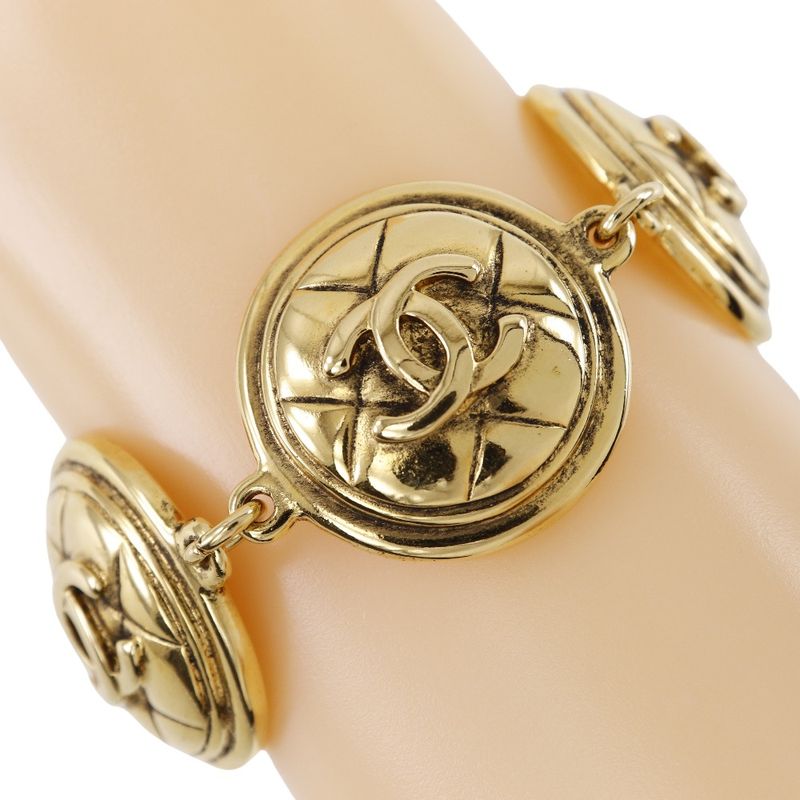 Chanel Coco Mark Matelasse Vintage Gold Plated Ladies 71g Bracelet