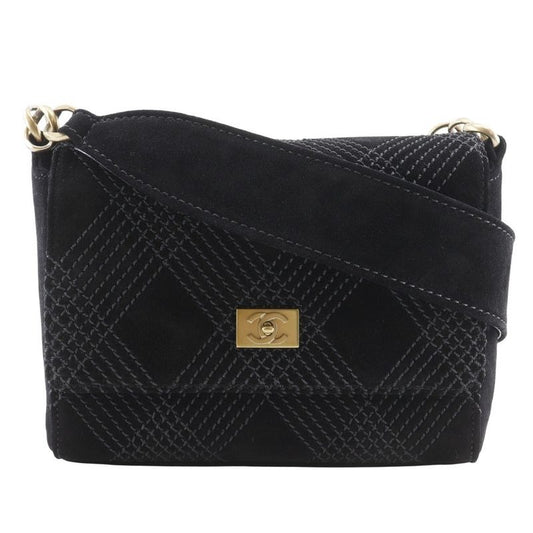 Chanel Wild Stitch Suede Black Shoulder Bag
